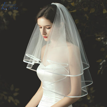 Runhufu NICEB Short Wedding Veils White Ivory Wedding Accessories Short Elbow Length Veils Tulle Comb 2 Layers Bridal Veils